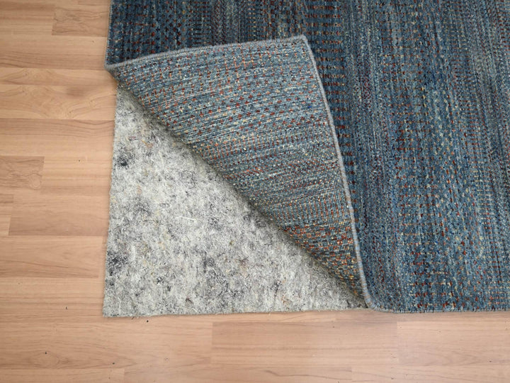 2'7" x 12'3" New Hand Knotted Blue Wool & Silk Runner Oriental Rug - MOA10283223