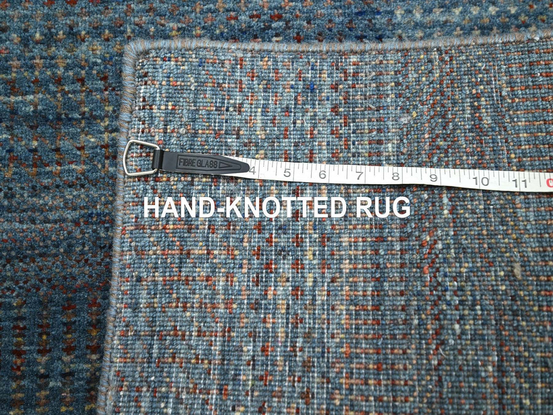 2'7" x 12'3" New Hand Knotted Blue Wool & Silk Runner Oriental Rug - MOA10283223