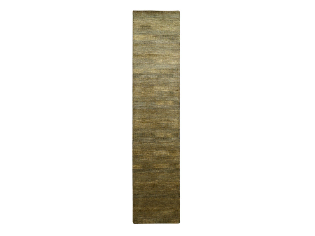 2'8" x 12'3" New Hand Knotted Brown Wool & Silk Runner Oriental Rug - MOA10283224