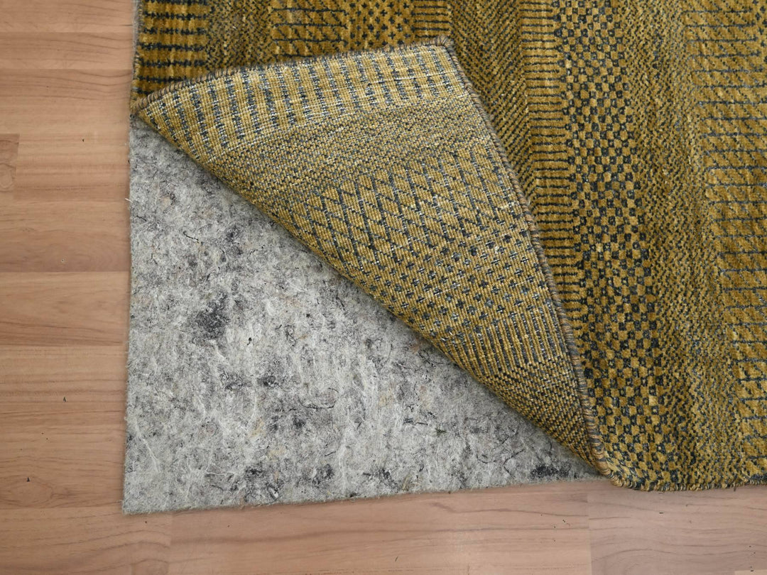 2'8" x 12'3" New Hand Knotted Brown Wool & Silk Runner Oriental Rug - MOA10283224