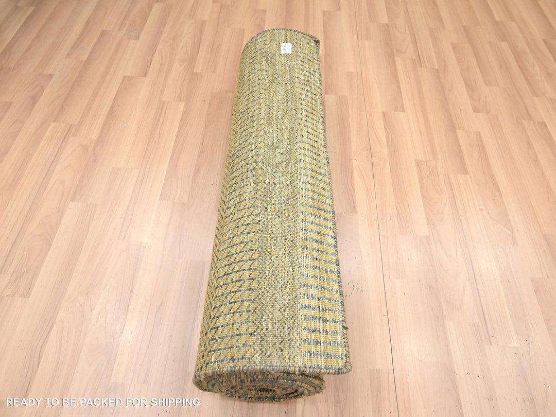 2'8" x 12'3" New Hand Knotted Brown Wool & Silk Runner Oriental Rug - MOA10283224