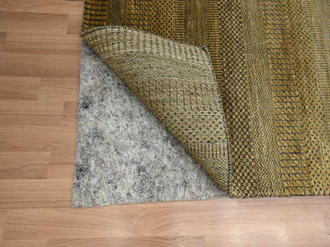 2'8" x 12'3" New Hand Knotted Brown Wool & Silk Runner Oriental Rug - MOA10283226