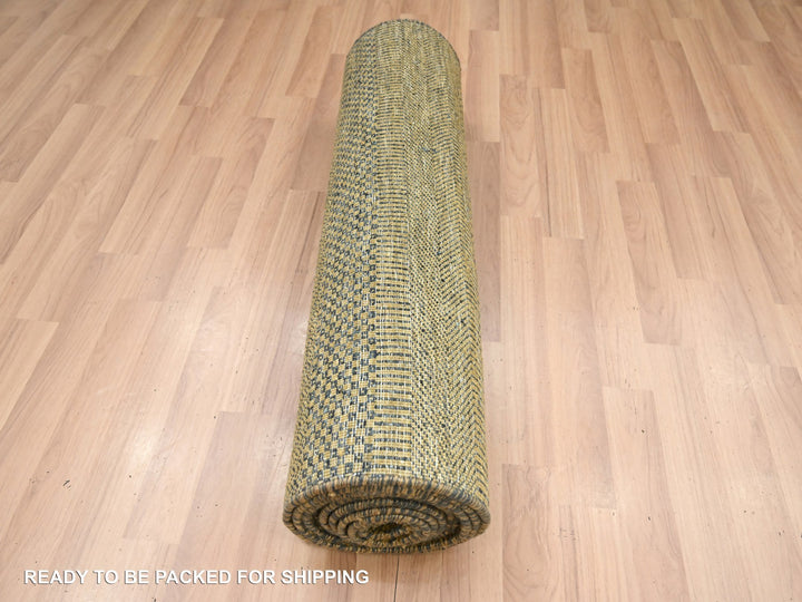 2'8" x 12'3" New Hand Knotted Brown Wool & Silk Runner Oriental Rug - MOA10283226