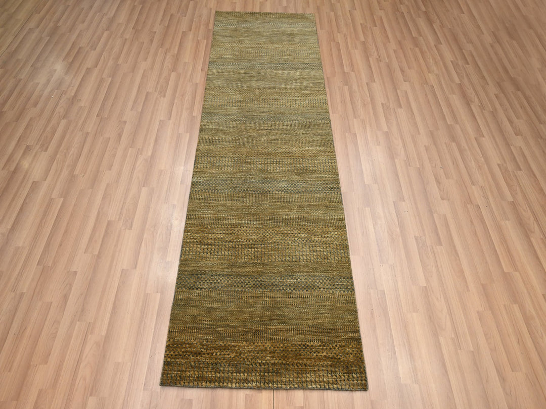 2'8" x 8'0" New Hand Knotted Brown Wool & Silk Runner Oriental Rug - MOA10283228