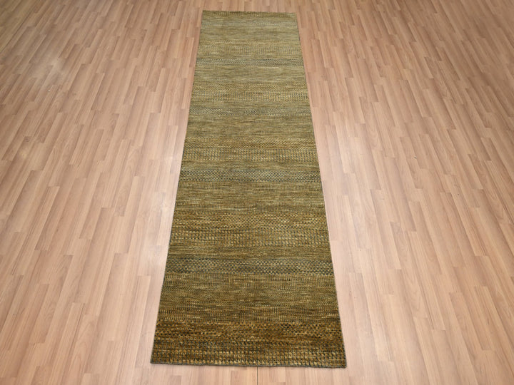 2'8" x 8'0" New Hand Knotted Brown Wool & Silk Runner Oriental Rug - MOA10283228