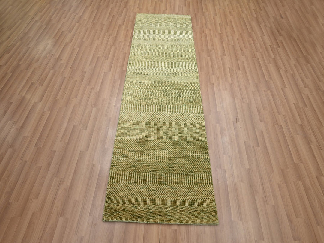 2'8" x 8'3" New Hand Knotted Brown Wool & Silk Runner Oriental Rug - MOA10283229