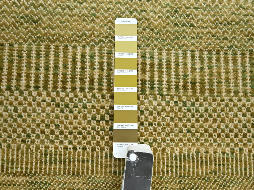 2'8" x 8'3" New Hand Knotted Brown Wool & Silk Runner Oriental Rug - MOA10283229