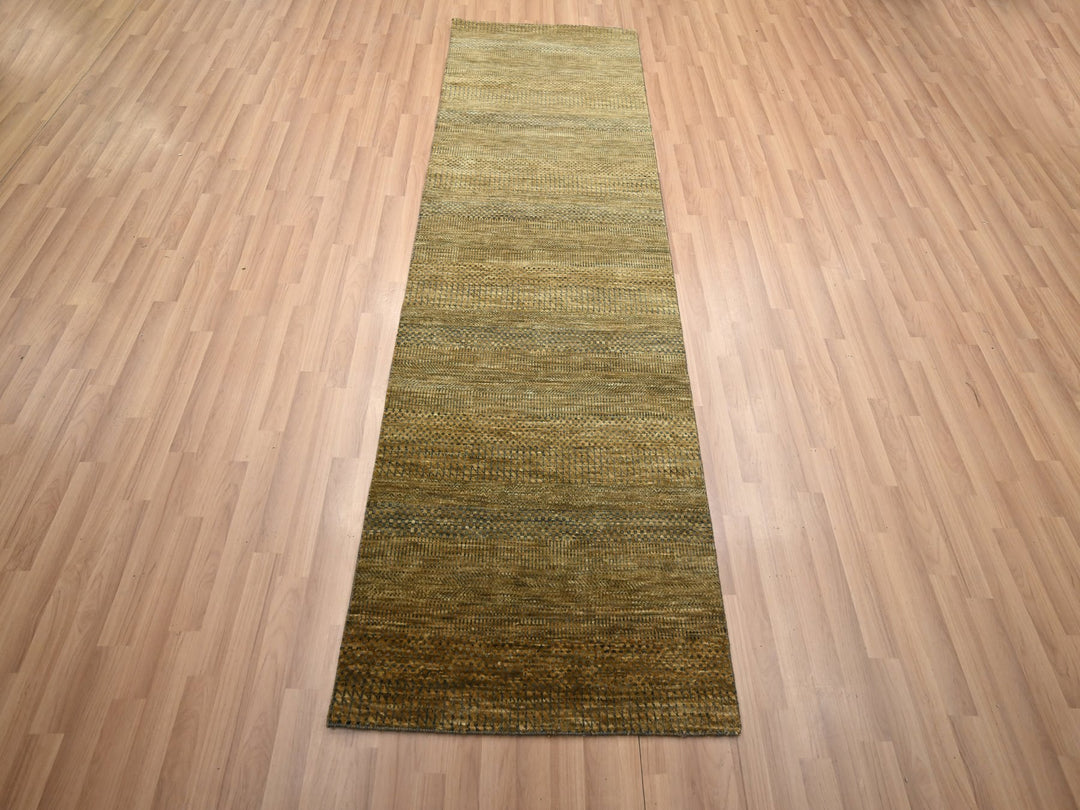 2'8" x 8'0" New Hand Knotted Brown Wool & Silk Runner Oriental Rug - MOA10283230