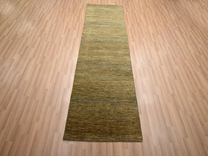 2'8" x 8'0" New Hand Knotted Brown Wool & Silk Runner Oriental Rug - MOA10283230
