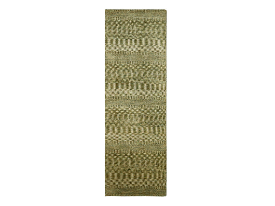 2'8" x 8'2" New Hand Knotted Brown Wool & Silk Runner Oriental Rug - MOA10283231