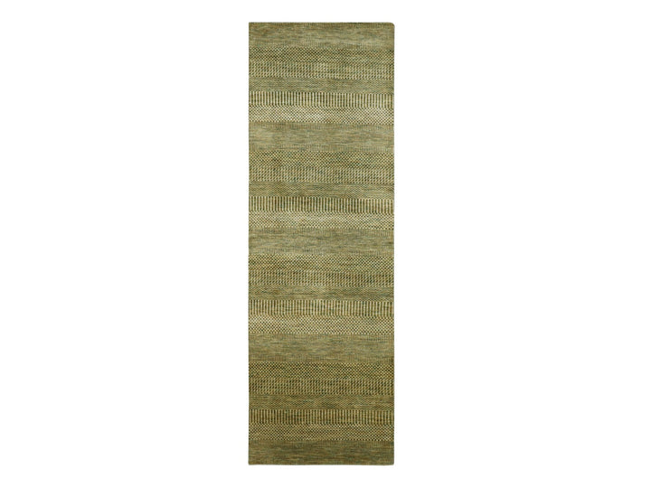 2'8" x 8'2" New Hand Knotted Brown Wool & Silk Runner Oriental Rug - MOA10283231