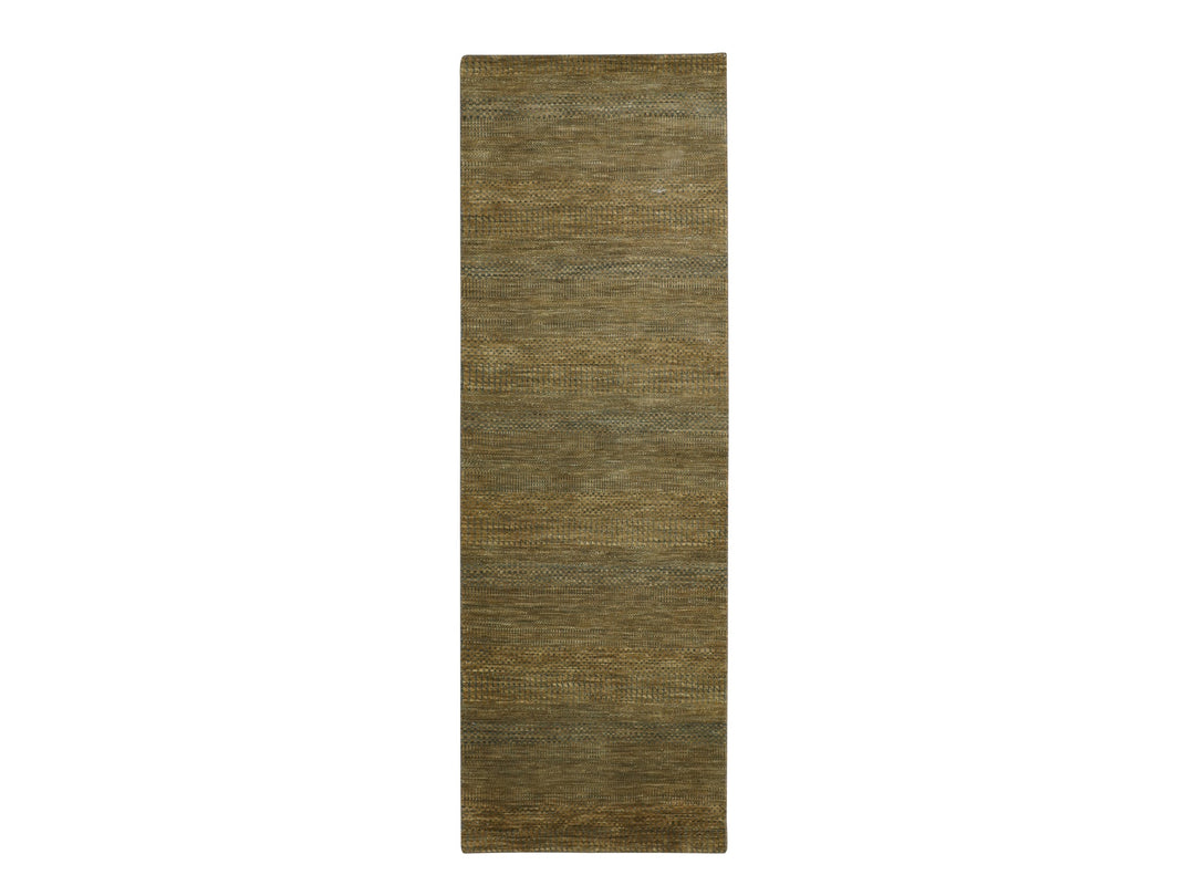2'8" x 8'0" New Hand Knotted Brown Wool & Silk Runner Oriental Rug - MOA10283232