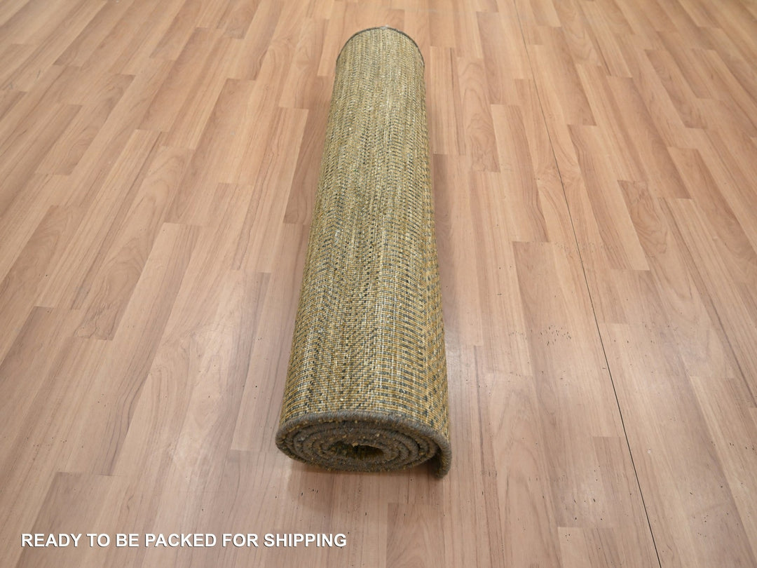 2'8" x 8'0" New Hand Knotted Brown Wool & Silk Runner Oriental Rug - MOA10283232