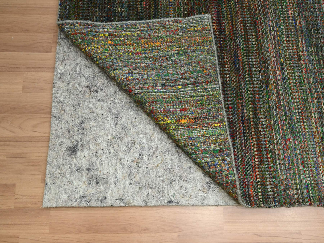 10'0" x 14'0" New Hand Knotted Black Wool & Silk Rectangle Oriental Rug - MOA10283234