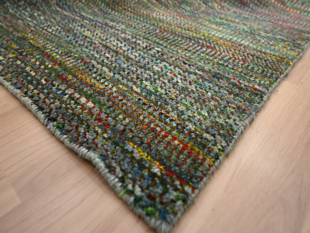10'0" x 14'0" New Hand Knotted Black Wool & Silk Rectangle Oriental Rug - MOA10283234