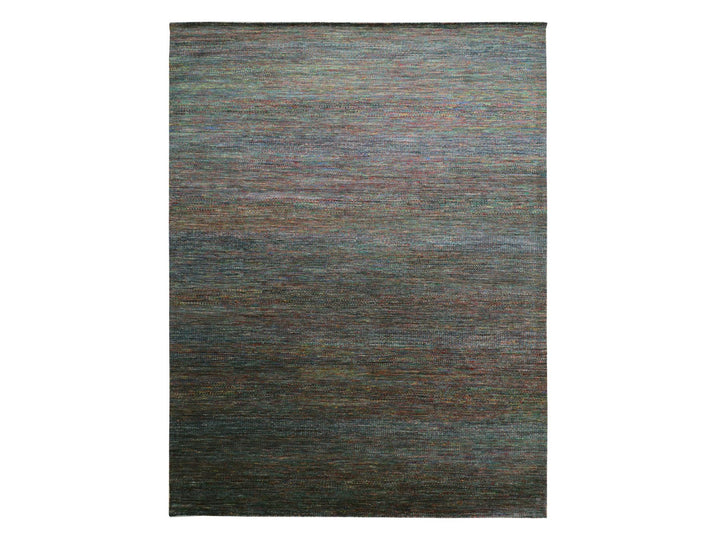 10'2" x 13'10" New Hand Knotted Grey Wool & Silk Rectangle Oriental Rug - MOA10283236