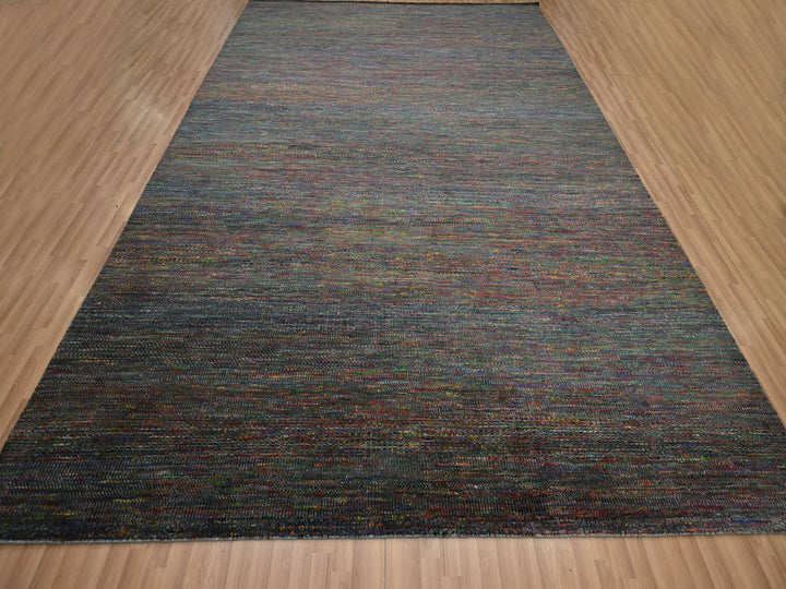 10'2" x 13'10" New Hand Knotted Grey Wool & Silk Rectangle Oriental Rug - MOA10283236