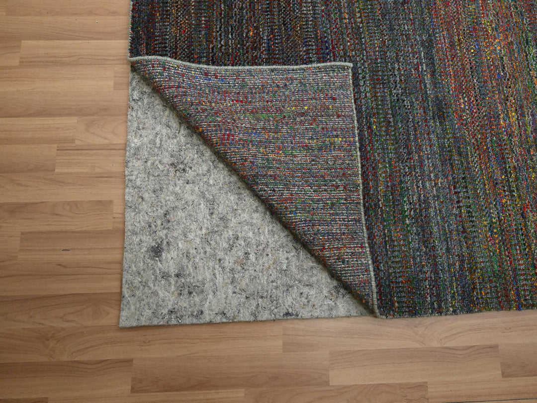 10'2" x 13'10" New Hand Knotted Grey Wool & Silk Rectangle Oriental Rug - MOA10283236