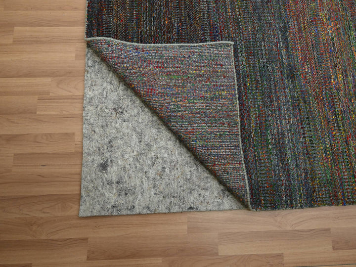 10'2" x 13'10" New Hand Knotted Grey Wool & Silk Rectangle Oriental Rug - MOA10283236