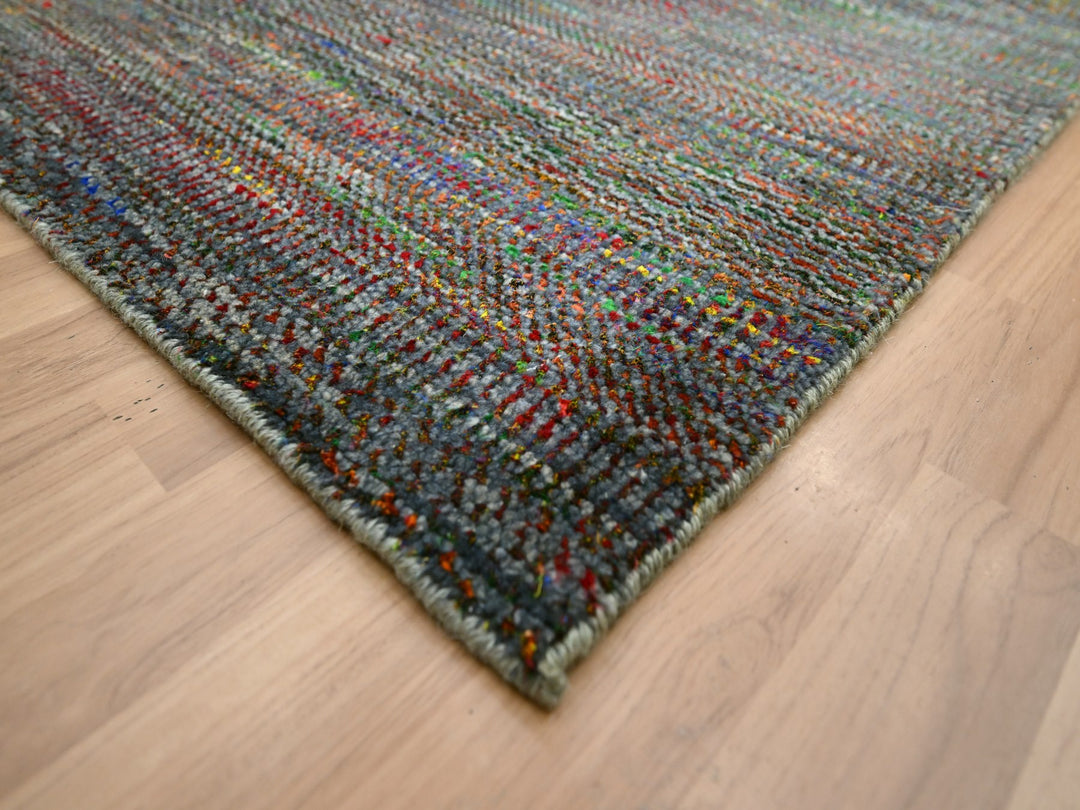 10'2" x 13'10" New Hand Knotted Grey Wool & Silk Rectangle Oriental Rug - MOA10283236