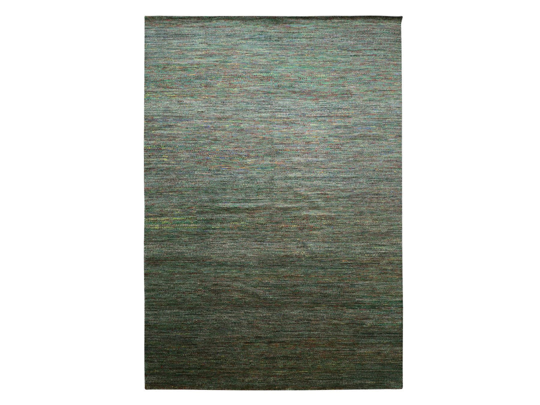 9'11" x 14'6" New Hand Knotted Green Wool & Silk Rectangle Oriental Rug - MOA10283237