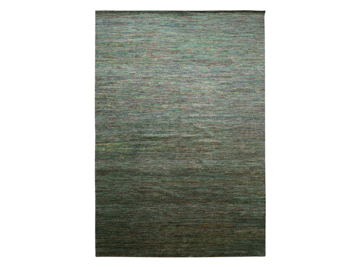 9'11" x 14'6" New Hand Knotted Green Wool & Silk Rectangle Oriental Rug - MOA10283237