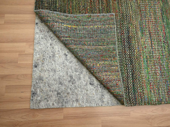 9'11" x 14'6" New Hand Knotted Green Wool & Silk Rectangle Oriental Rug - MOA10283237