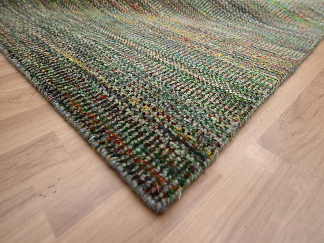 9'11" x 14'6" New Hand Knotted Green Wool & Silk Rectangle Oriental Rug - MOA10283237