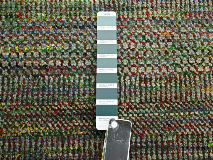 9'11" x 14'6" New Hand Knotted Green Wool & Silk Rectangle Oriental Rug - MOA10283237