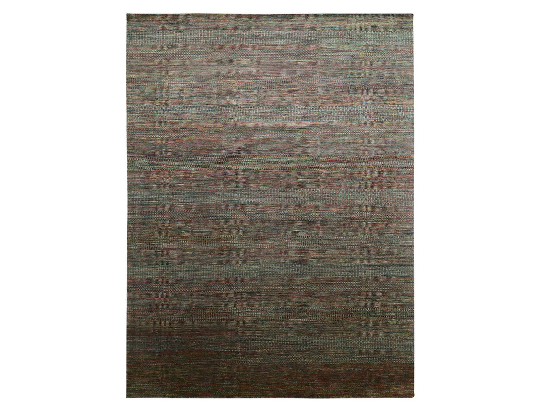 9'1" x 12'2" New Hand Knotted Green Wool Rectangle Oriental Rug - MOA10283239