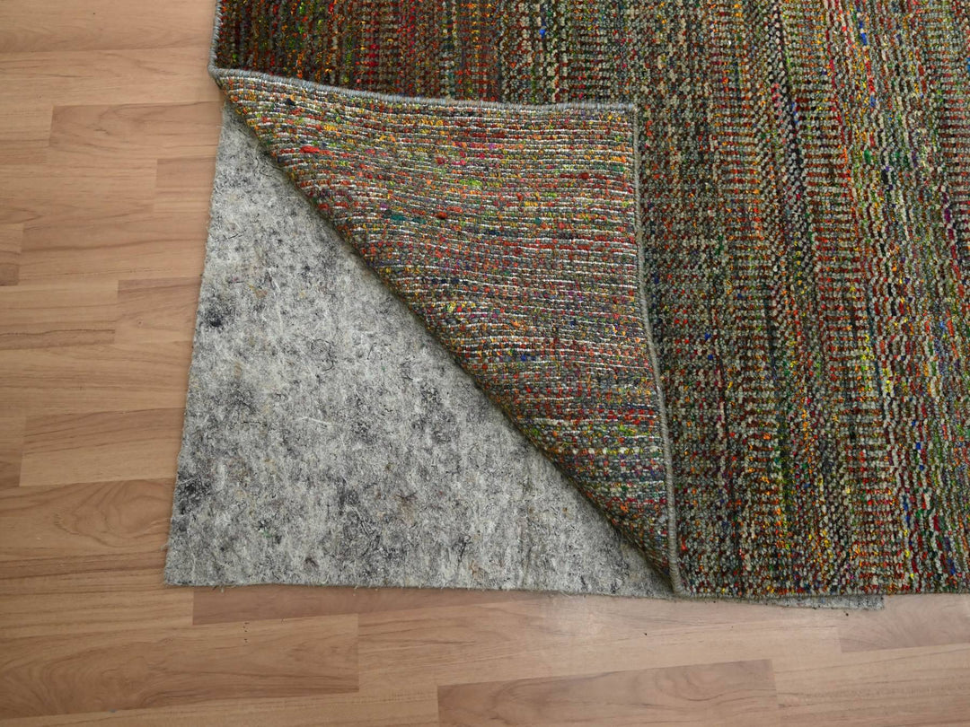 9'1" x 12'2" New Hand Knotted Green Wool Rectangle Oriental Rug - MOA10283239