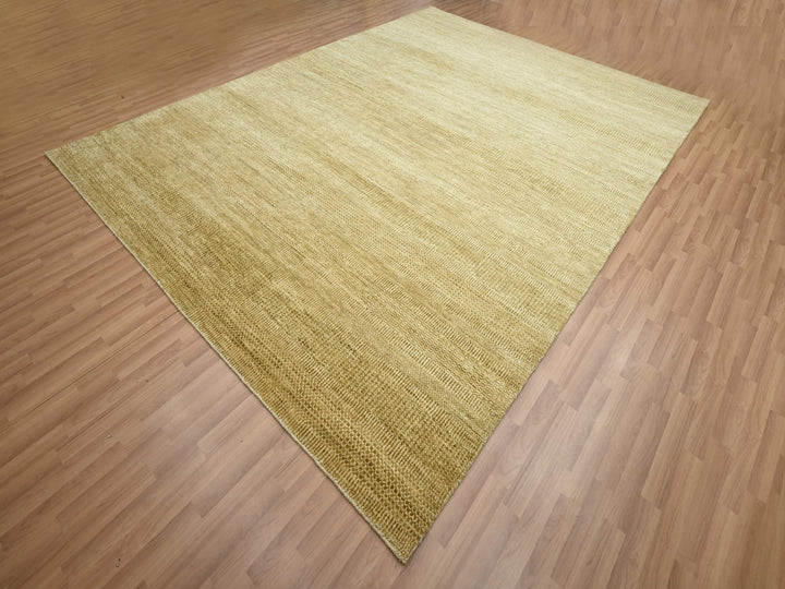 9'0" x 12'1" New Hand Knotted Brown Wool & Silk Rectangle Oriental Rug - MOA10283240
