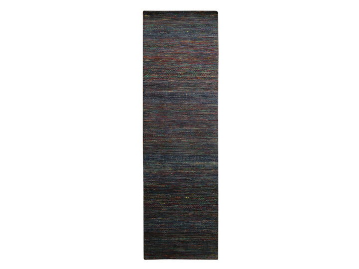 3'0" x 10'1" New Hand Knotted Blue Wool & Silk Runner Oriental Rug - MOA10283243