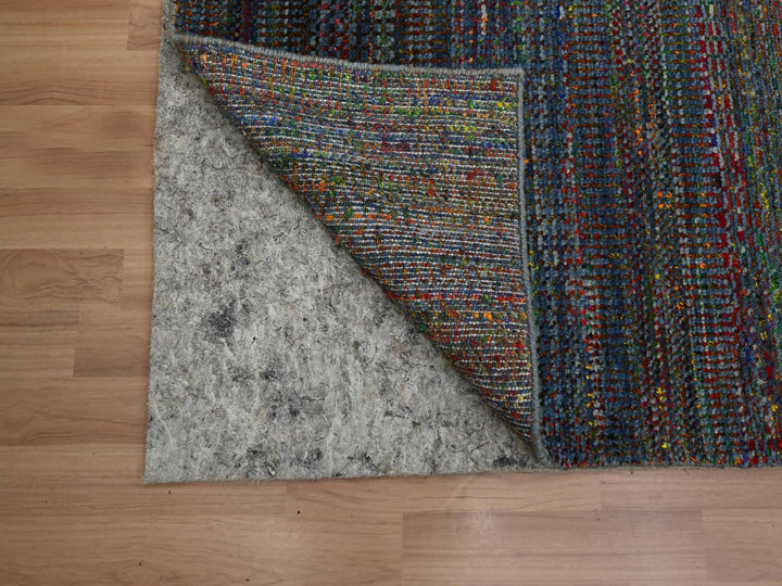 3'0" x 10'1" New Hand Knotted Blue Wool & Silk Runner Oriental Rug - MOA10283243