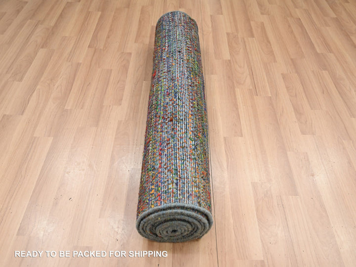 3'0" x 10'1" New Hand Knotted Blue Wool & Silk Runner Oriental Rug - MOA10283243