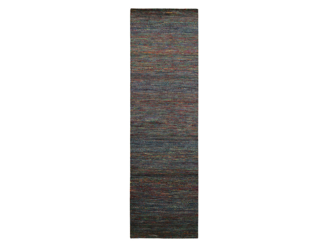 3'0" x 10'2" New Hand Knotted Blue Wool Runner Oriental Rug - MOA10283244