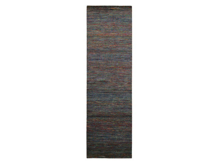 3'0" x 10'2" New Hand Knotted Blue Wool Runner Oriental Rug - MOA10283244