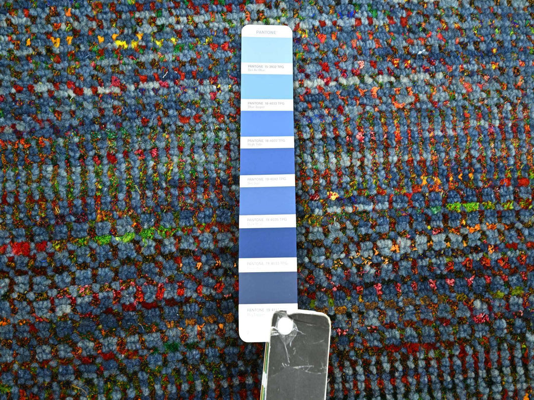 3'0" x 10'2" New Hand Knotted Blue Wool Runner Oriental Rug - MOA10283244