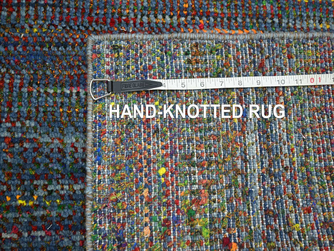 3'0" x 10'2" New Hand Knotted Blue Wool Runner Oriental Rug - MOA10283244