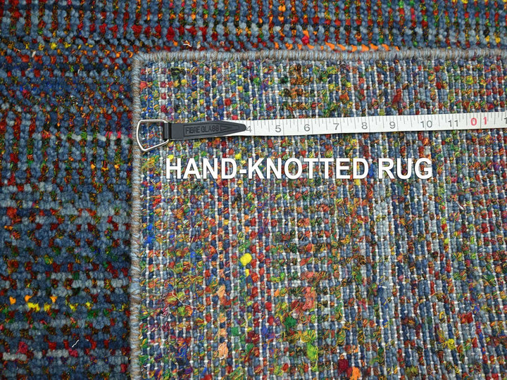 3'0" x 10'2" New Hand Knotted Blue Wool Runner Oriental Rug - MOA10283244