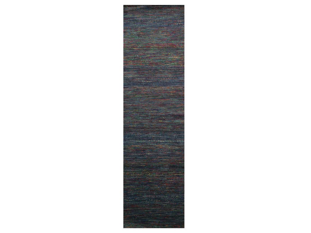 2'9" x 10'2" New Hand Knotted Blue Wool & Silk Runner Oriental Rug - MOA10283245