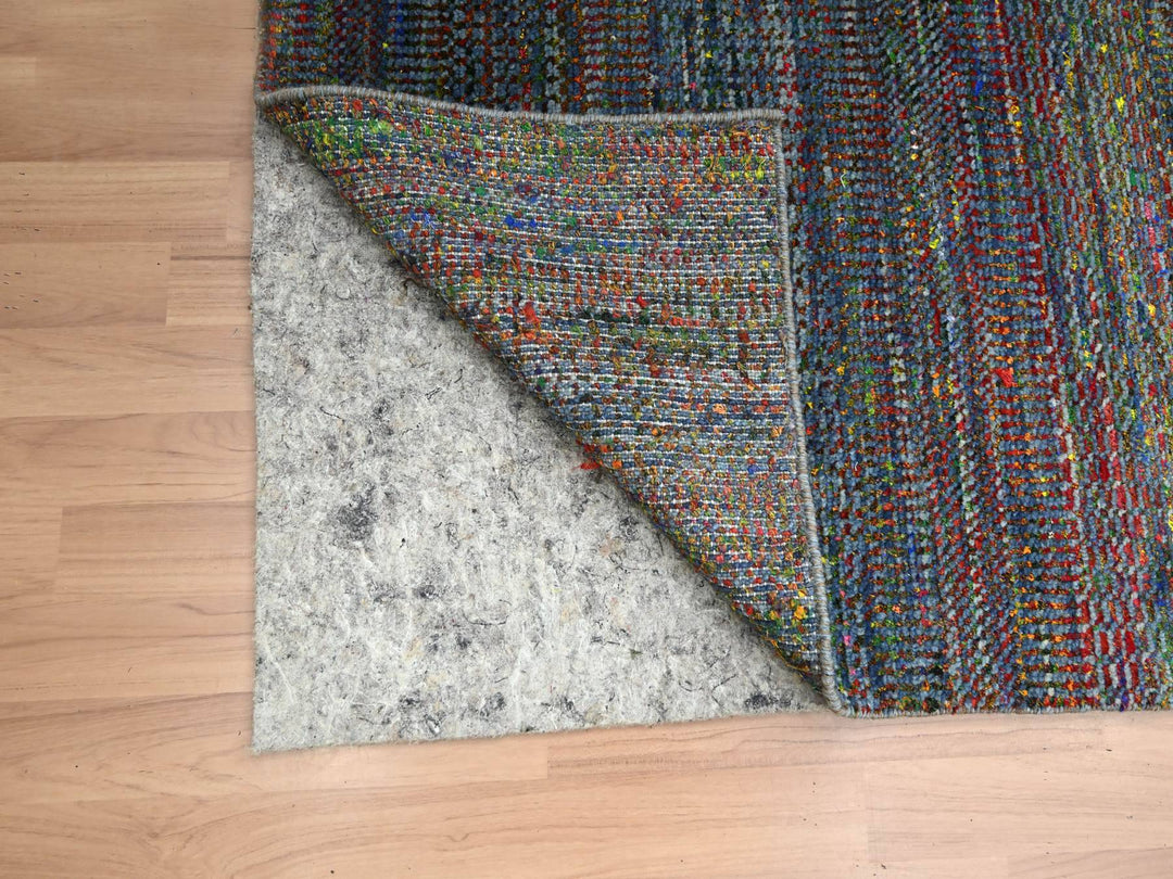 2'9" x 10'2" New Hand Knotted Blue Wool & Silk Runner Oriental Rug - MOA10283245