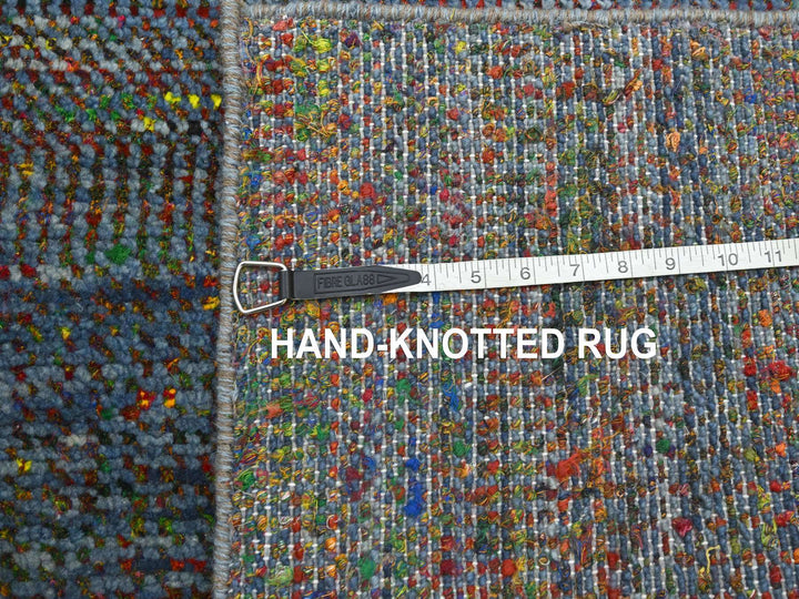 2'9" x 10'2" New Hand Knotted Blue Wool & Silk Runner Oriental Rug - MOA10283245