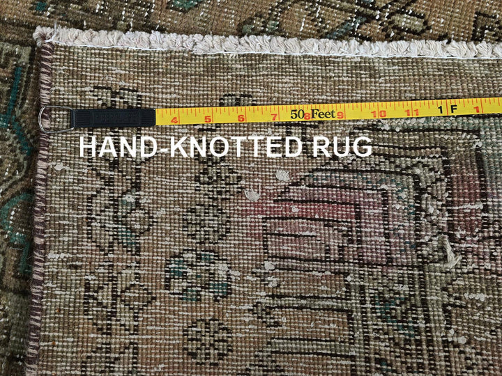 2'9" x 10'7" Vintage Hand Knotted Brown Wool Runner Oriental Rug - MOA102832