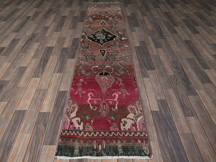 2'0" x 9'7" Vintage Hand Knotted Red Wool Runner Oriental Rug - MOA102839
