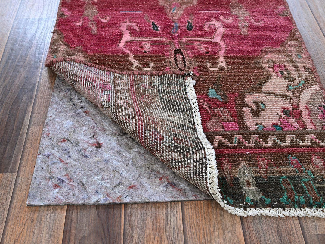 2'0" x 9'7" Vintage Hand Knotted Red Wool Runner Oriental Rug - MOA102839