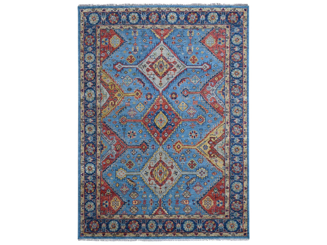 8'10" x 11'10" New Hand Knotted Blue Wool Rectangle Oriental Rug - MOA10284005