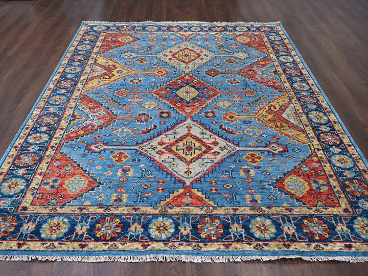 8'10" x 11'10" New Hand Knotted Blue Wool Rectangle Oriental Rug - MOA10284005