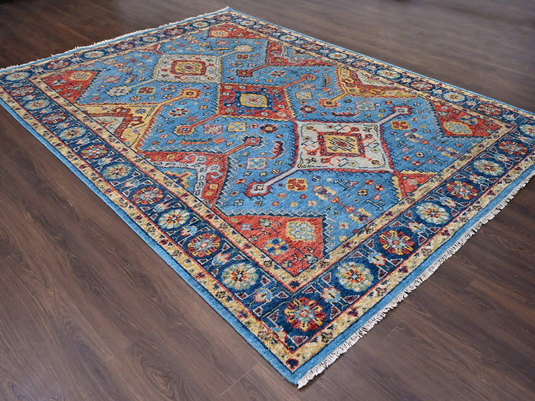 8'10" x 11'10" New Hand Knotted Blue Wool Rectangle Oriental Rug - MOA10284005