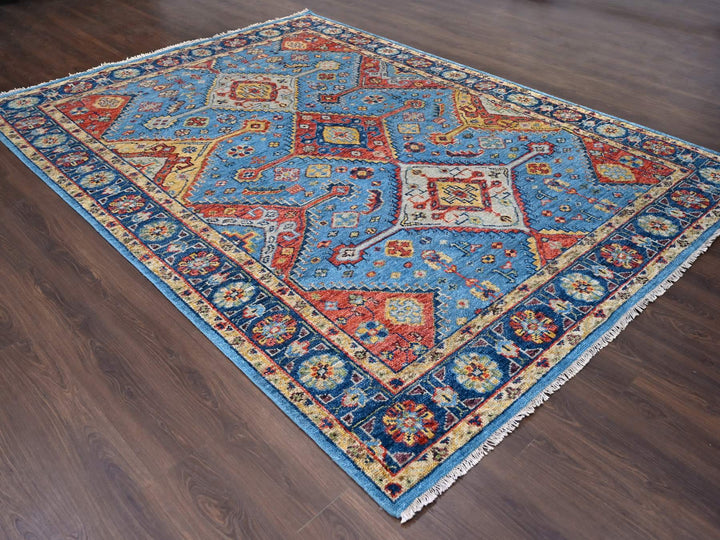 8'10" x 11'10" New Hand Knotted Blue Wool Rectangle Oriental Rug - MOA10284005